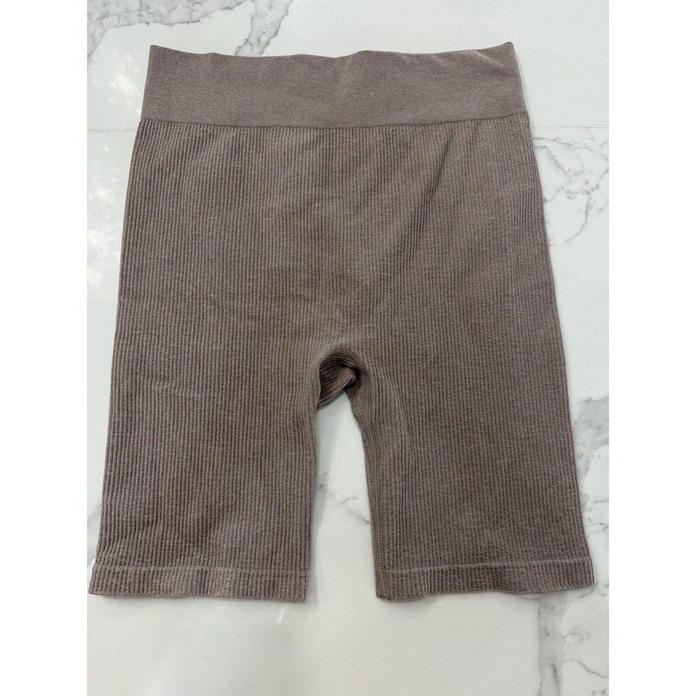H&M Shorts Womens Small Brown Ribbed Seamless Knit High Waist Biker Yoga